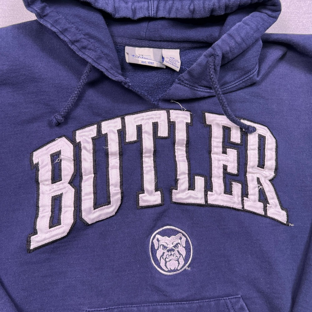 J America Butler Bulldogs Mens Large Navy Blue Hooded Sweatshirt Hoodie‎ - Picture 5 of 9